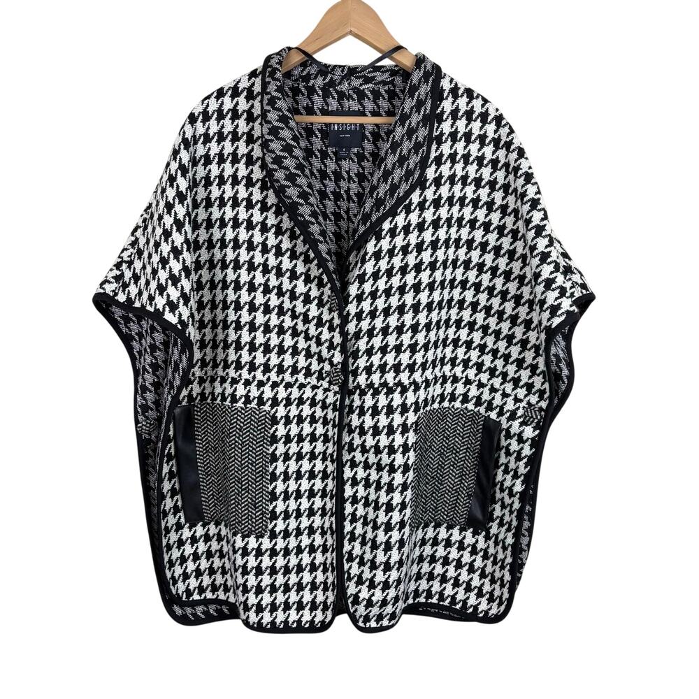 Insight Houndstooth Oversized Poncho Cape Womens Size 6 Old Money Mod Outerwear